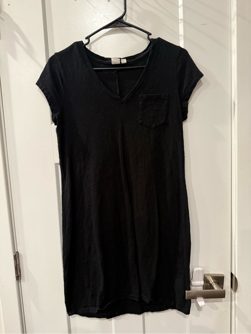 GAP Black V-Neck Short Sleeve Tunic with Chest Pocket